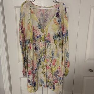 H&M A Line Watercolor Long Sleeve Dress Size XXL